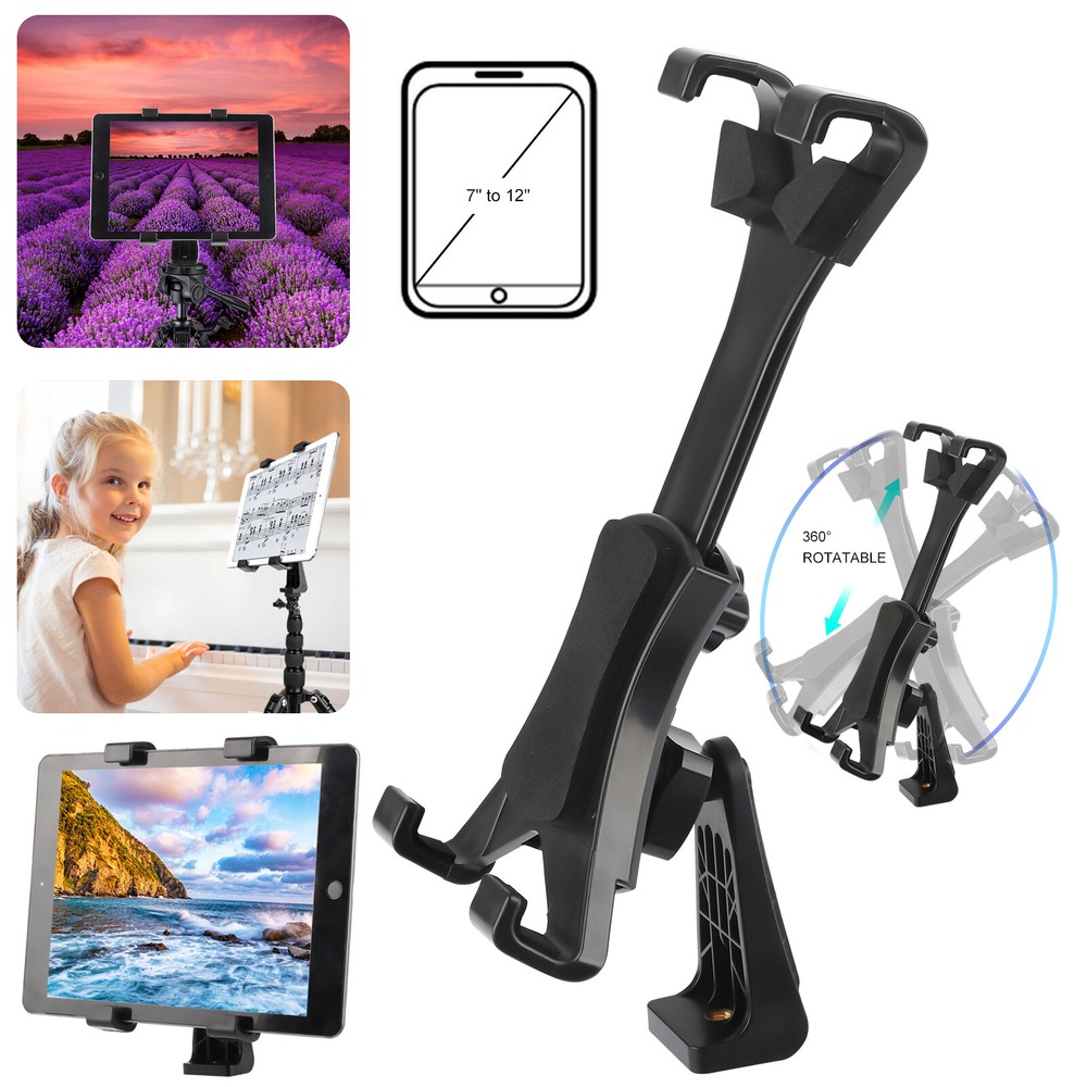 Tablet Tripod Mount Clamp Holder Bracket 1/4”Thread Adapter For 7-12" iPad Tab