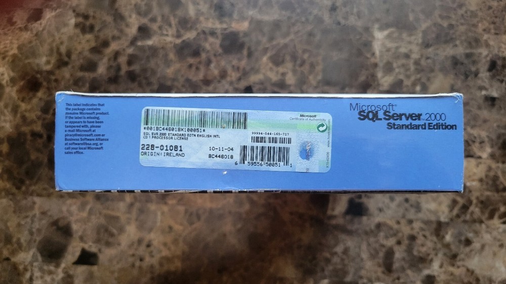 Microsoft SQL Server 2000 Standard Edition One (1) Processor License