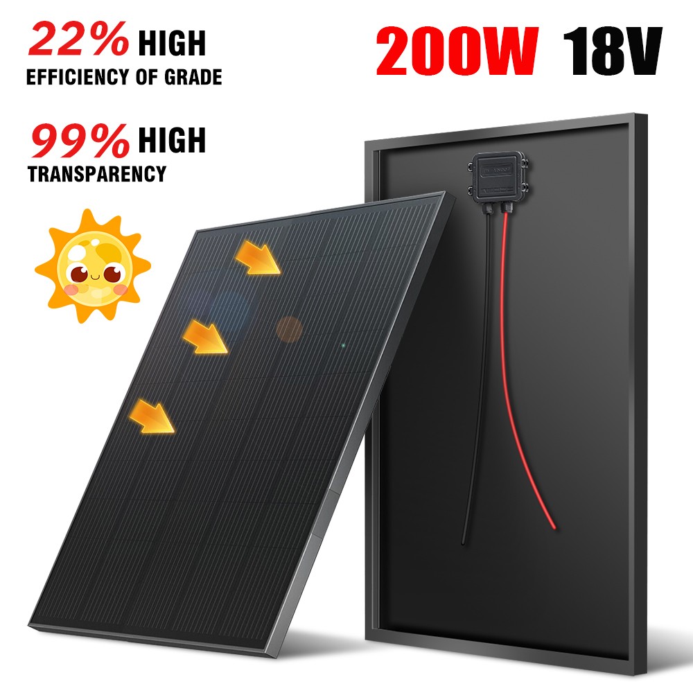 200W Mono Solar Panel Charging Off-Grid 18V Battery Power For RV Home Boat Camp