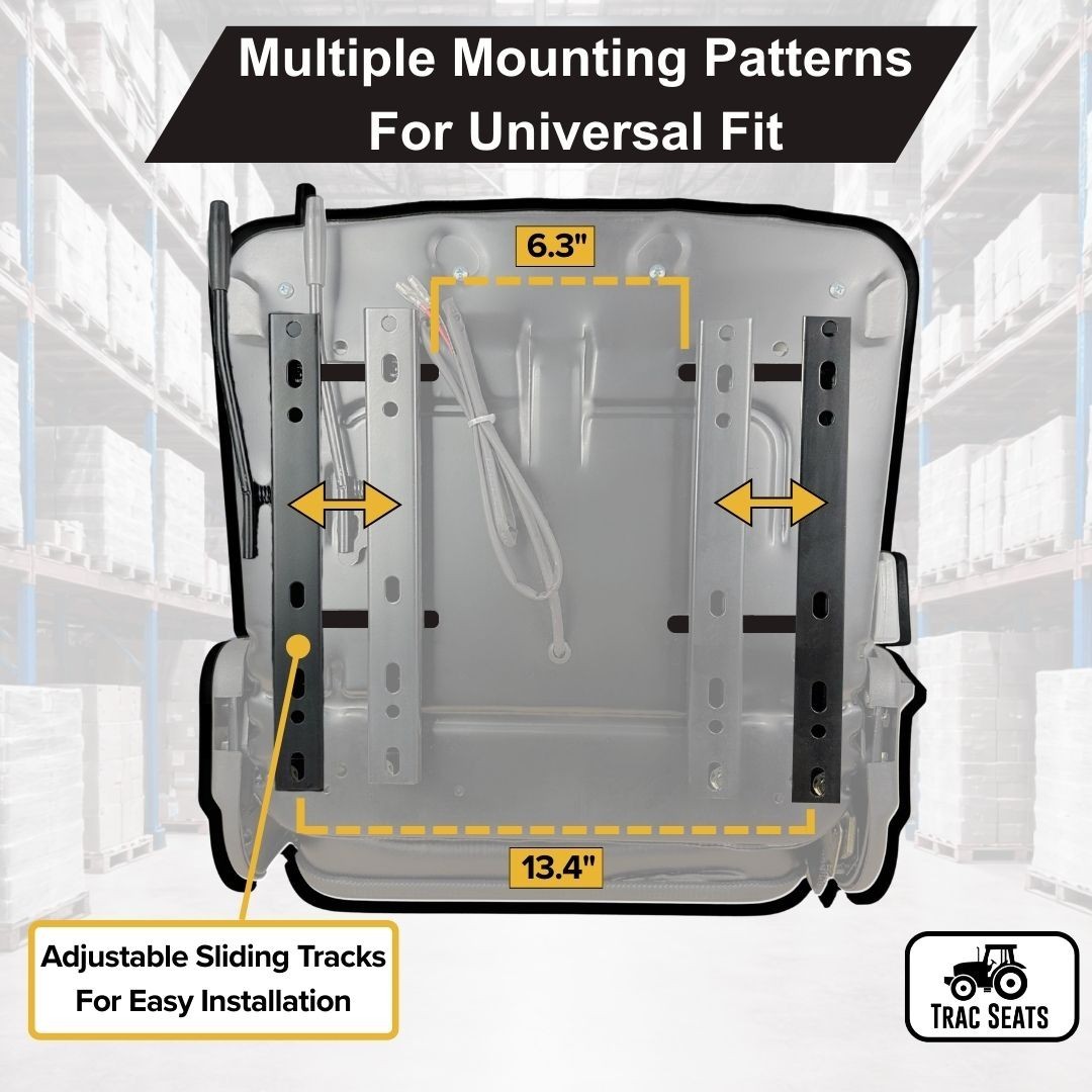 Trac Seats Universal Forklift Seat Replacement w/ Seat Belt – Tractor Skid Steer