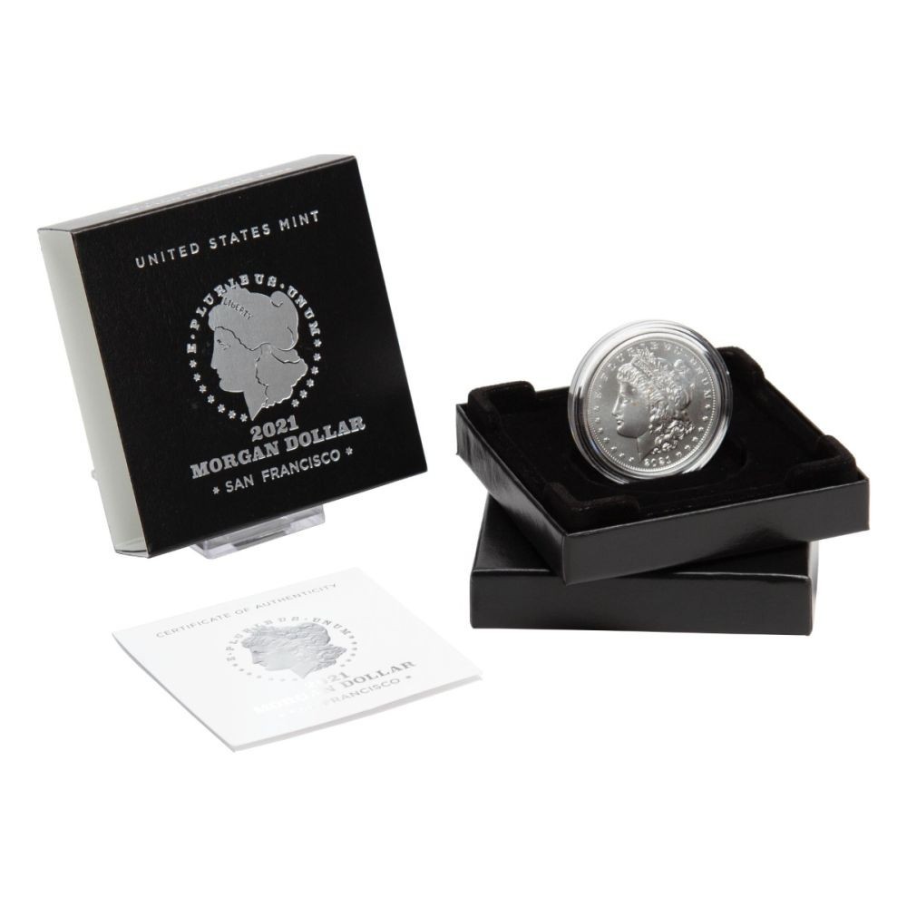 US Mint 2021 Morgan Uncirculated Silver Dollar San Francisco Complete Box & COA
