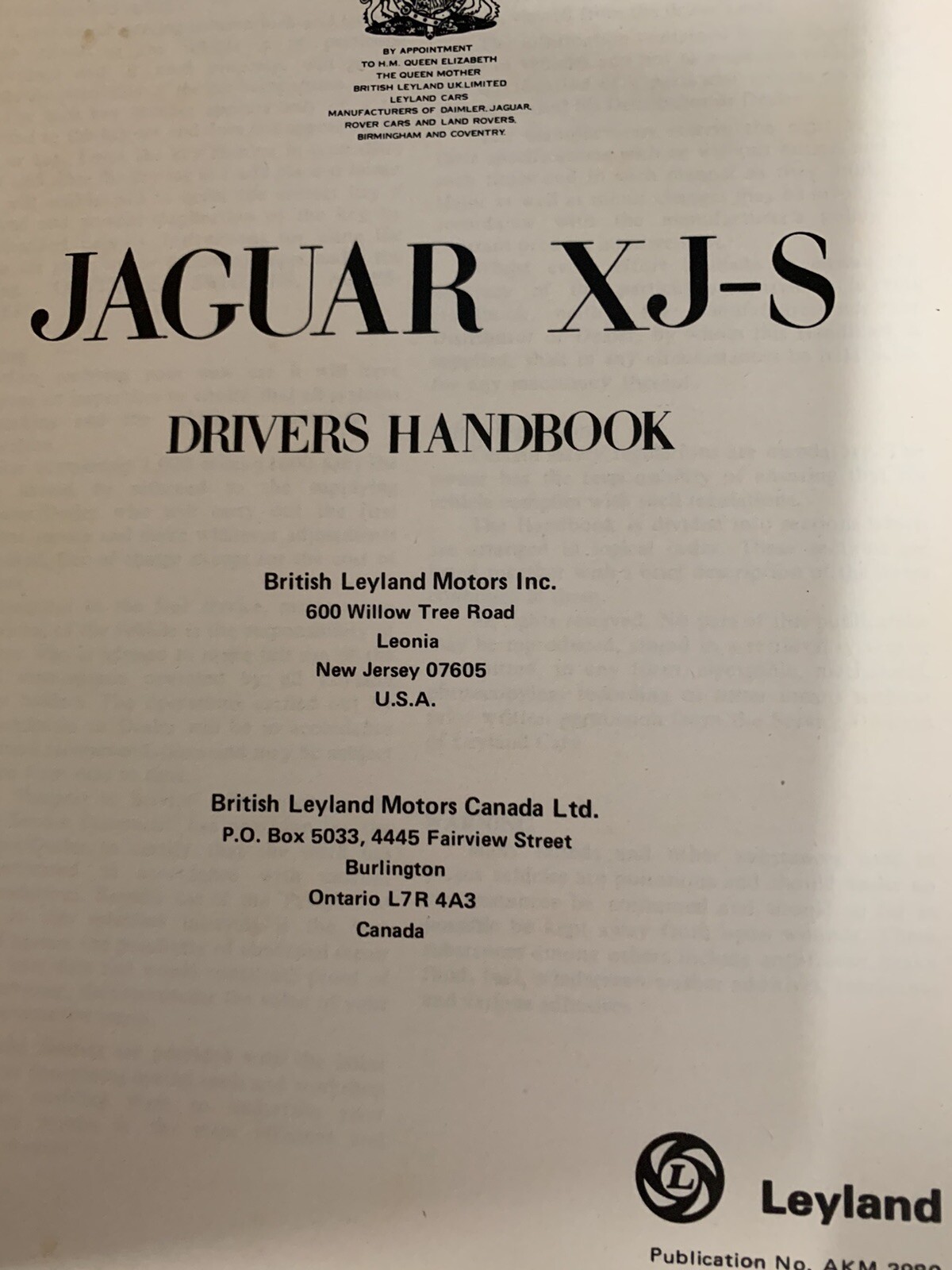 Jaguar Original XJS Drivers Handbook