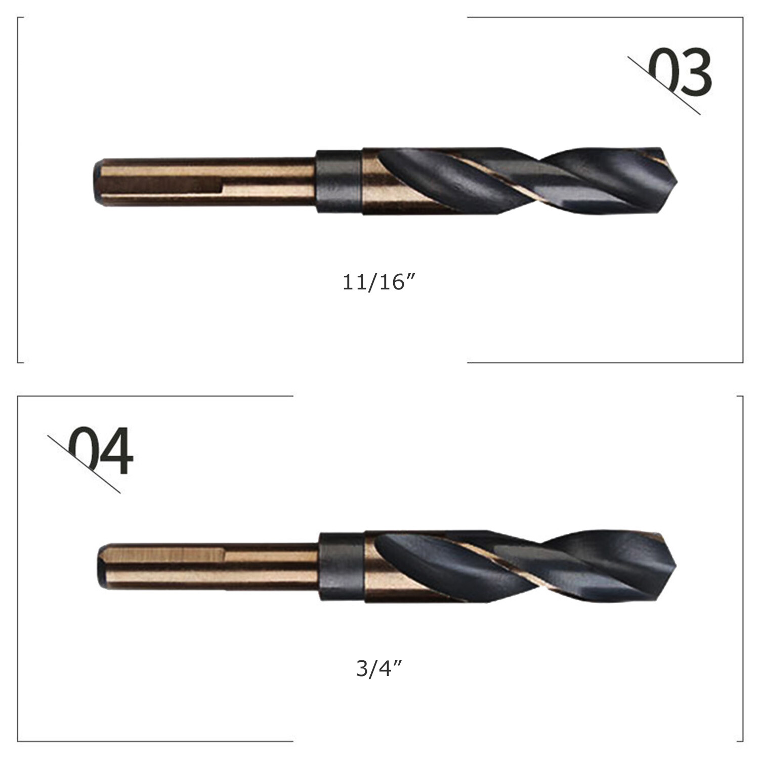 8 PCS HSS Cobalt Silver and Deming Drill Bits Set Large Size 9/16 inch to 1 inch