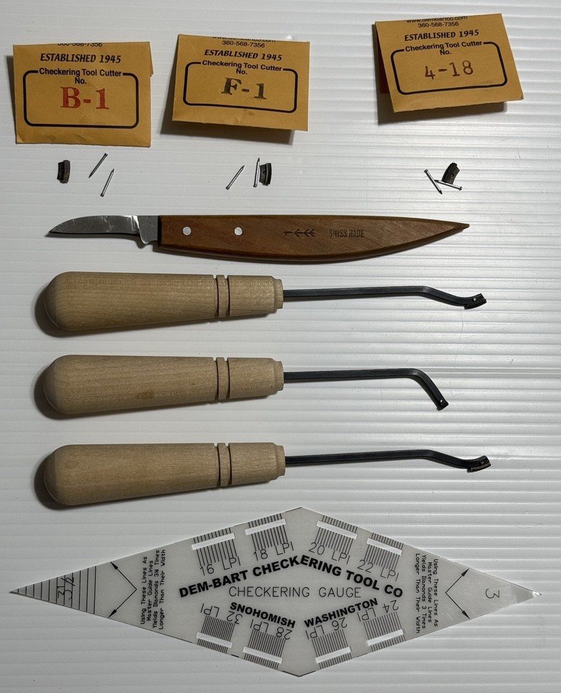 Dem Bart Checkering Tools With 3 Extra Cutters Starter Kit & Chip Carving Knife