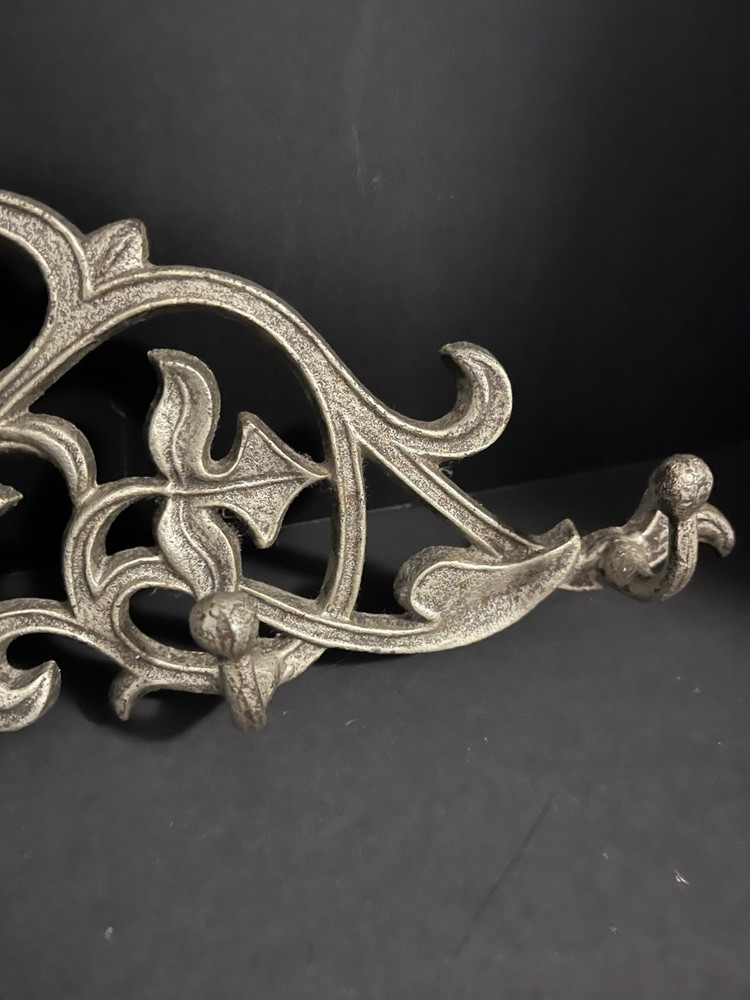 Victorian style cast iron silver coat hanger
