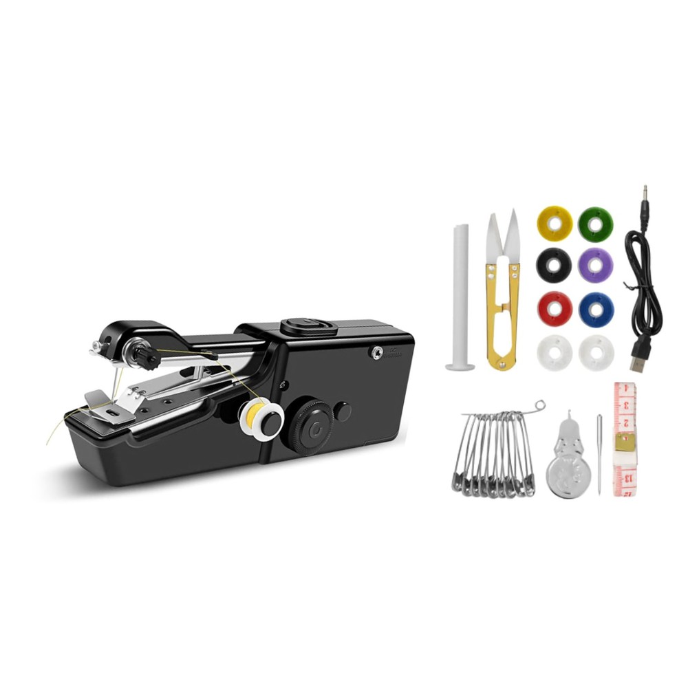 1Pc Handheld Mini Sewing Machine Stitch Electric Compact Tool w/ Sewing Kit