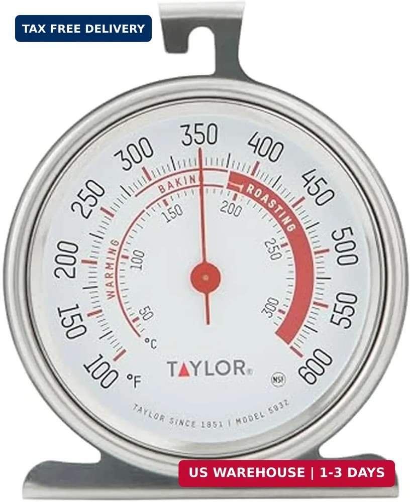 Taylor Precision Products Large Dial Thermometer, Silver