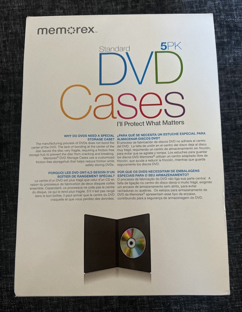 Memorex 5 Pack DVD Storage Cases 5 Cases