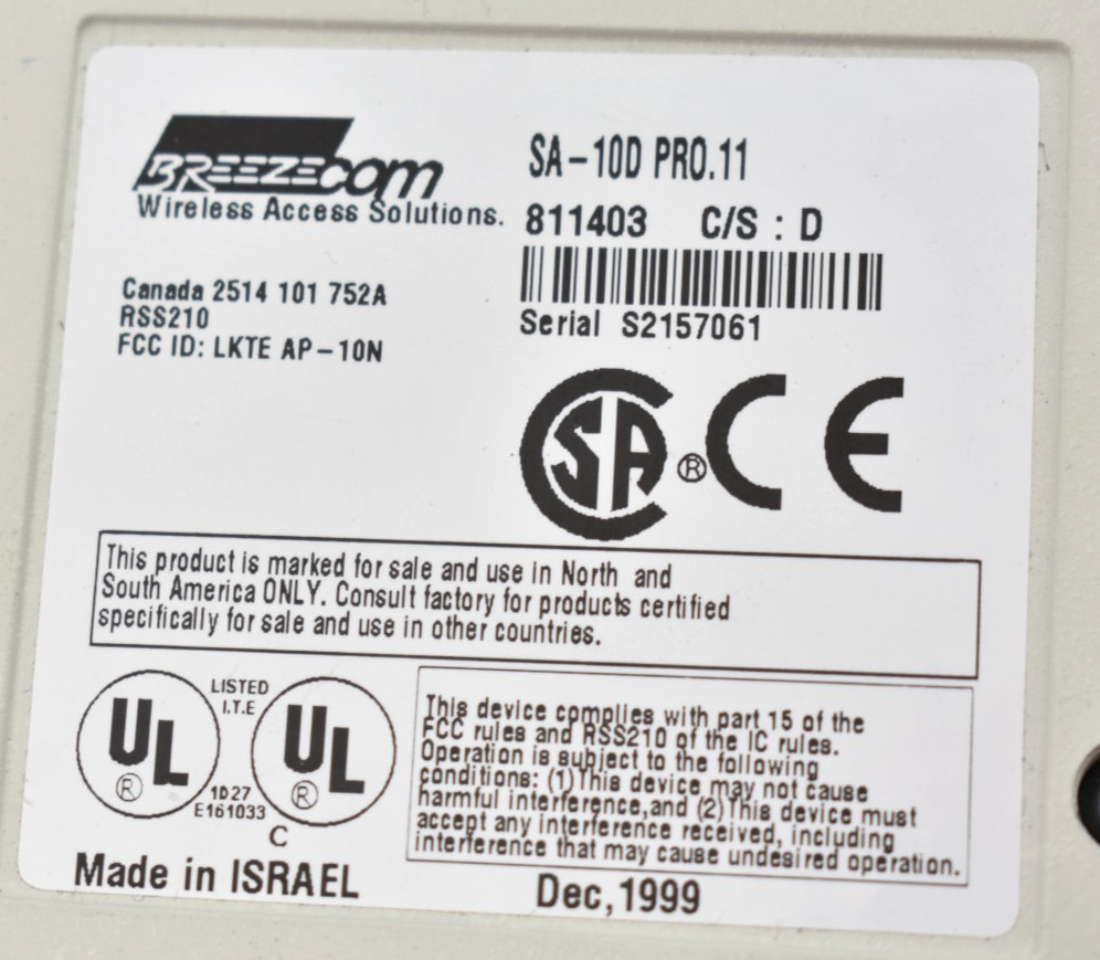 Breezecom SA-10D PRO.11 Wireless Station Adapter