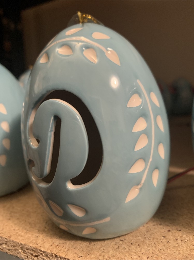 Easter Light Up Monogram Egg Letter "D” Blue Decorative Easter Egg 2.5”x3”x4”