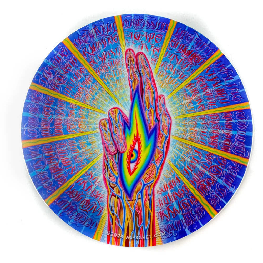 Alex Grey Blessing Hand Tondo Sticker