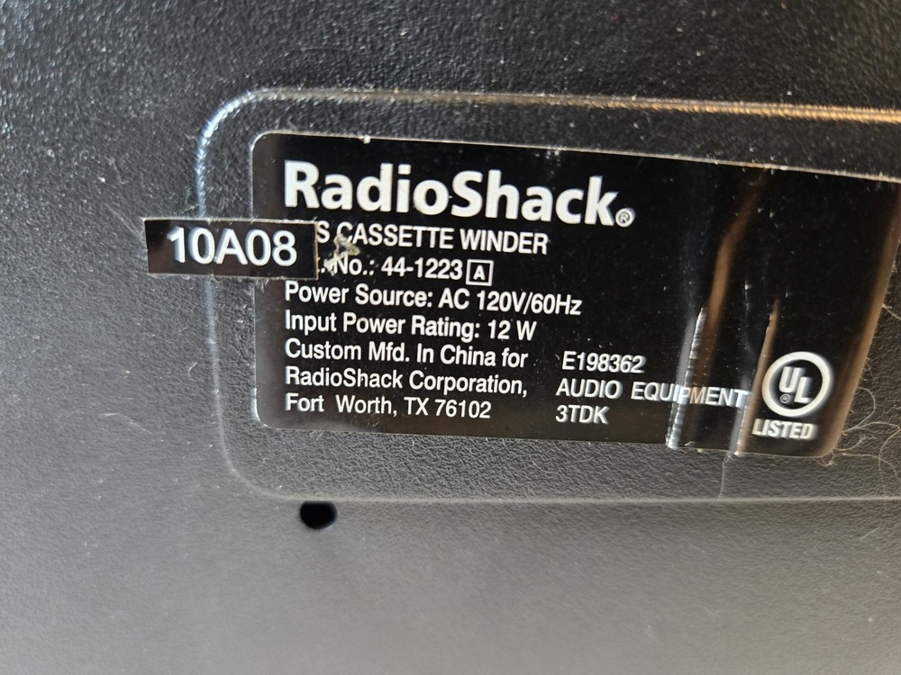 RadioShack VHS Videotape Rewinder 44-1223 Auto Stop Eject System
