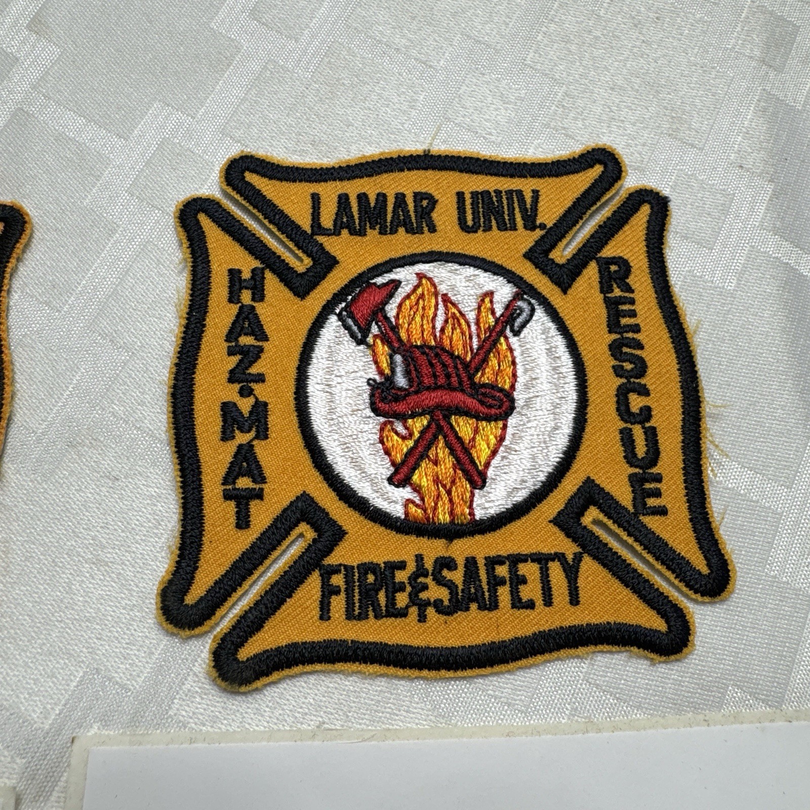 Vintage Lamar University Firefighter Embroidered Patches Stickers Fire Rescue