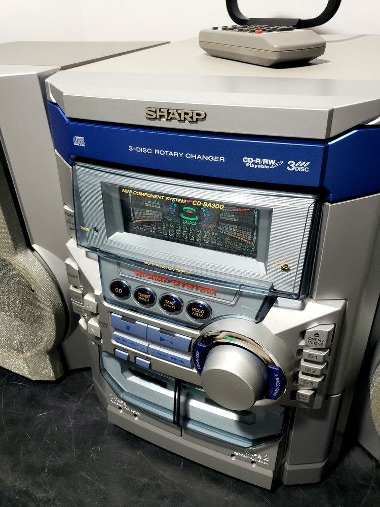SHARP Mini Component Shelf System - CD-BA300 - Tested, Dual Sided Speakers, READ