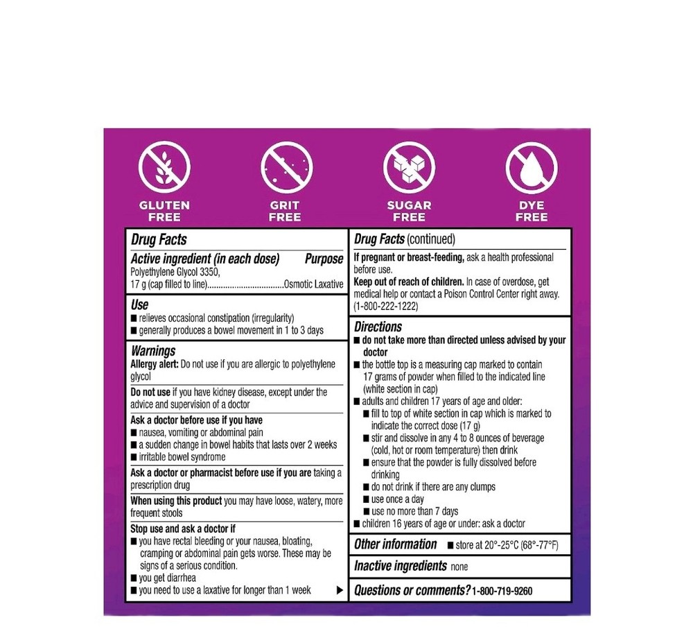 Amazon Basic Care Clearlax, Polyethylene Glycol 3350 Powder for Solution, Osmoti