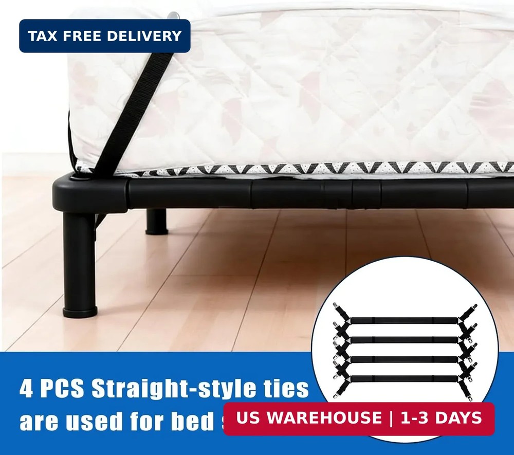 4pcs Bed Sheet Straps with Metal Clips, Sheet Holders Adjustable Elastic,Gripper