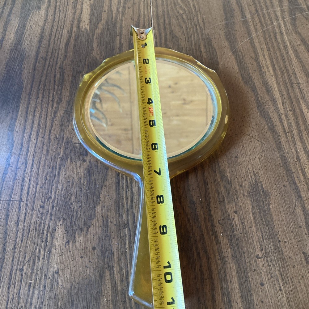 Vtg 30’s Bakelite “butterscotch”Hand Held Vanity Mirror Retro