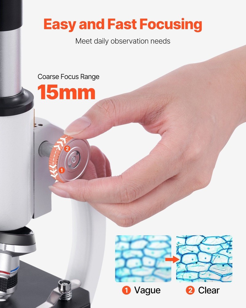 VEVOR Microscope for Kids Adults, 40X-2000X Professional Compound Microscope Mob