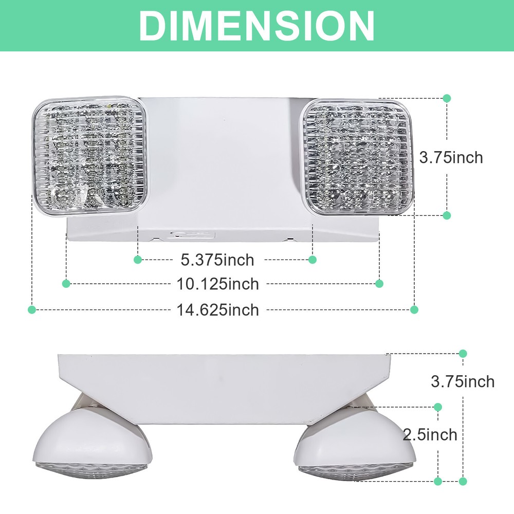 12 pack LED Emergency Lights , Exit Sign Light Adjustable Dual Head Battery Back