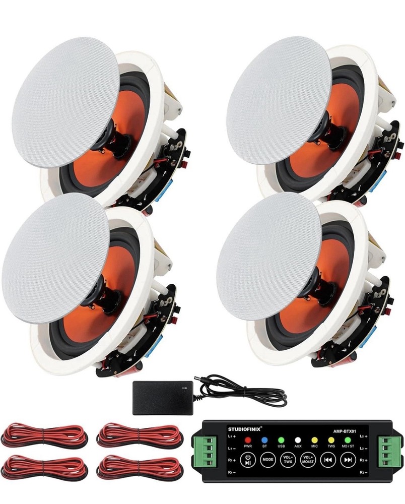 STUDIOFINIX 6.5" Bluetooth Ceiling Speakers 600W Wired Recessed Speaker System