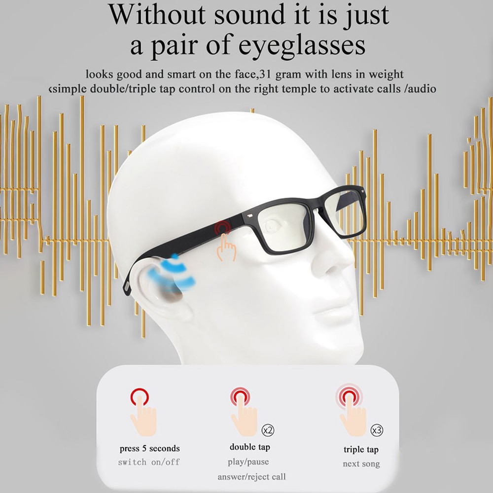 Smart Glasses Wireless Bluetooth Music Stereo Headset Audio Speaker Handsfree US
