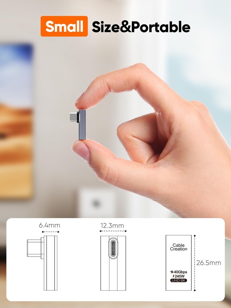 CableCreation 90 Degree USB C Adapter 2 Pack, Right Angle 2PCS, Space Gray