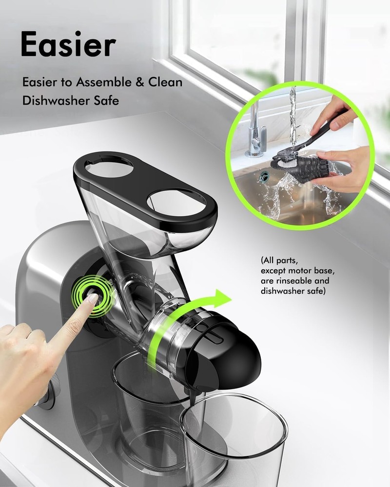 Cold Press Juicer Machine, Compact Single Serve Slow Masticating Juicer, Vegetab
