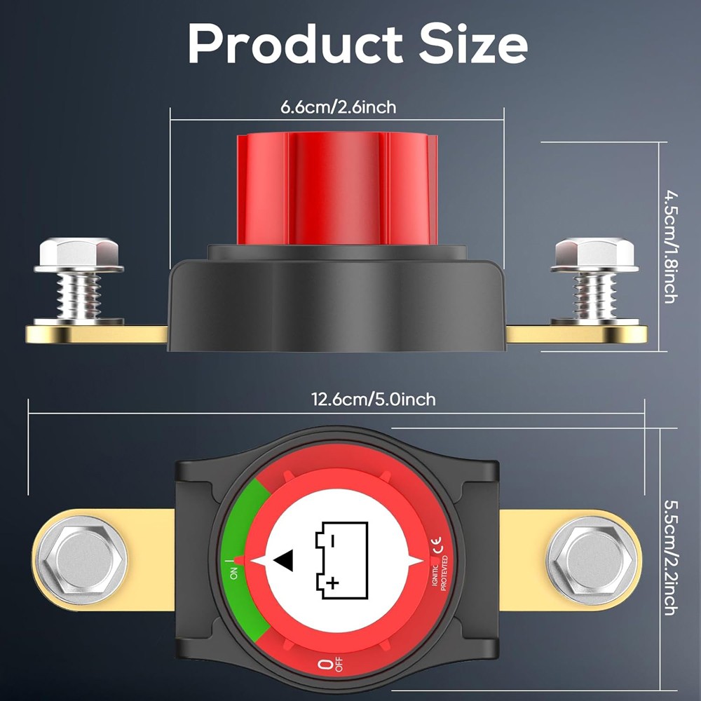 Side Post Battery Disconnect Switch 12V-48V Kill / Cut Off Switch For Car RV US