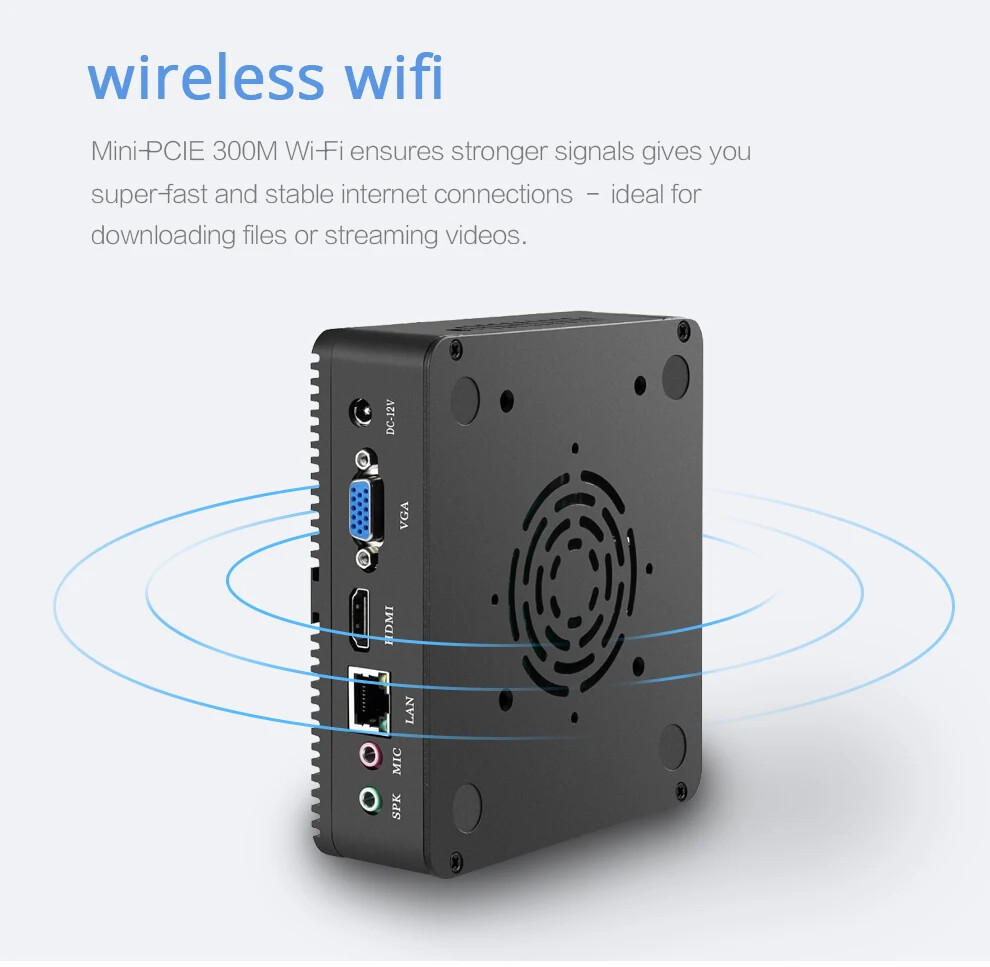 Intel Celeron N2830 Fanless Mini PC Windows 10 Linux DDR3L mSATA SSD VGA HD WiFi