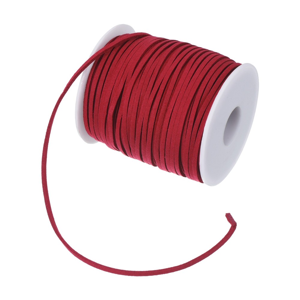 Suede Lanyard with Roll Coil 3mm 50 Yards, Red