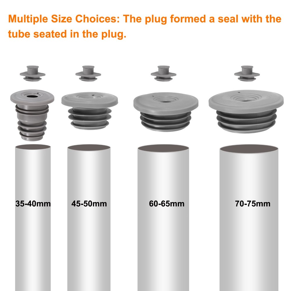 Drain Pipe Seal Ring with Plug for 45-50mm Drainage Pipes Grey