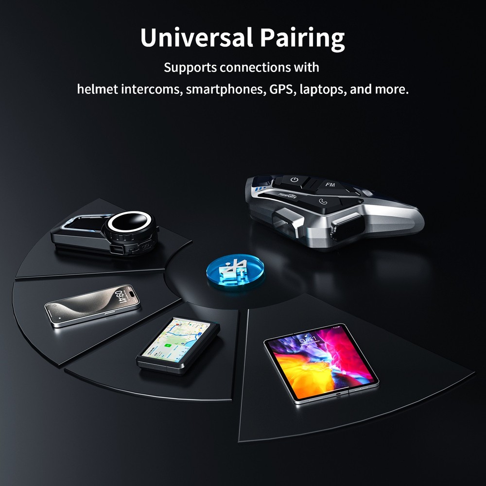 T6 Bluetooth Motorcycle Helmet Intercom 1000m 2-Way Live Headset Intercom