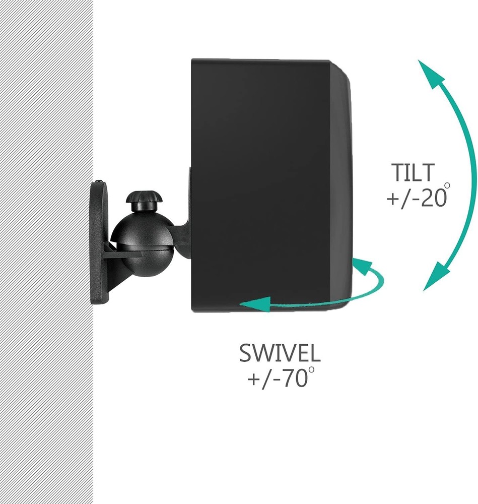 WALI Speaker Wall Mounts, Bookshelf Mount 4 Pack, Black