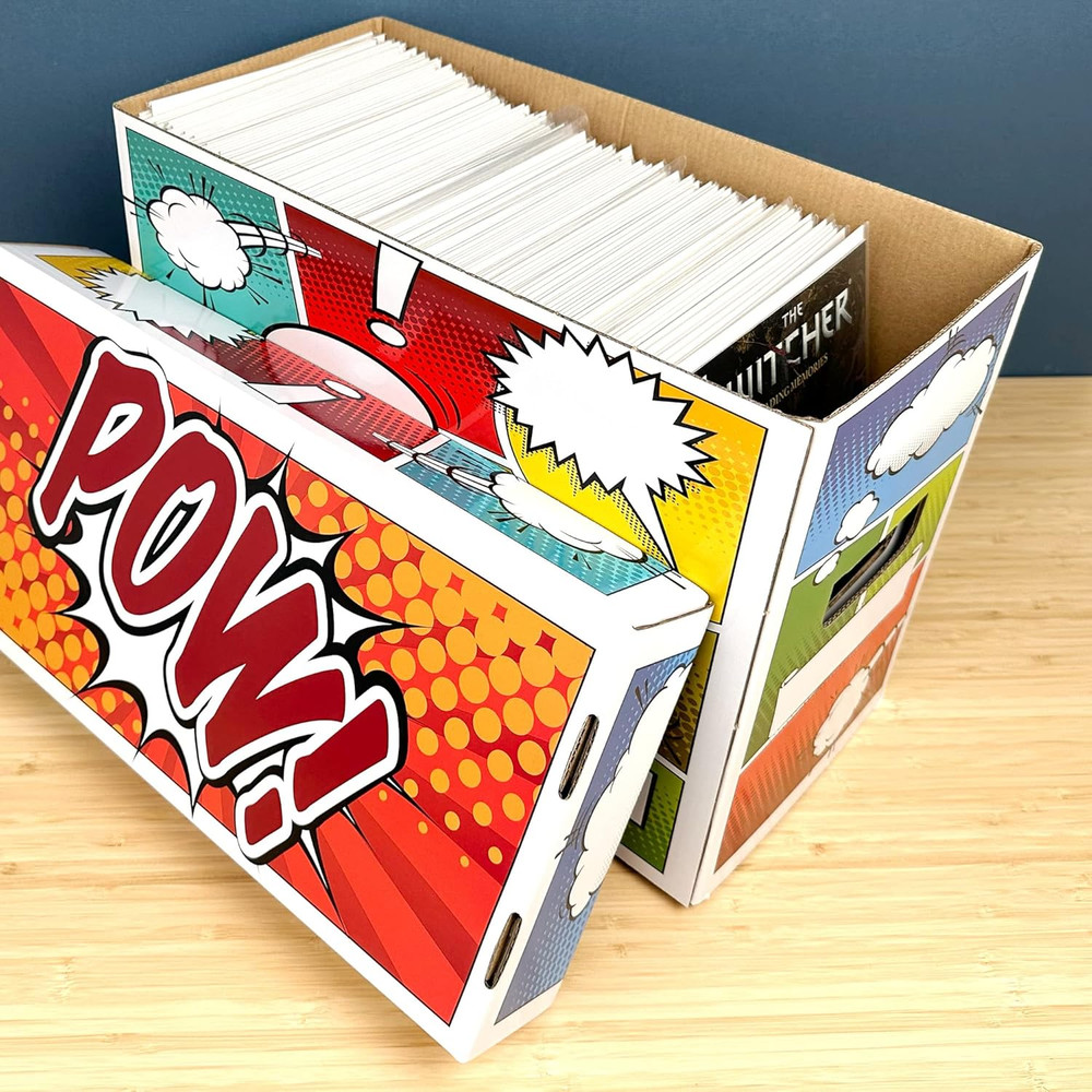 Pow! Comic Book Storage Short Box - 1 Pack | Color Comic-Inspired Artwork | Hol