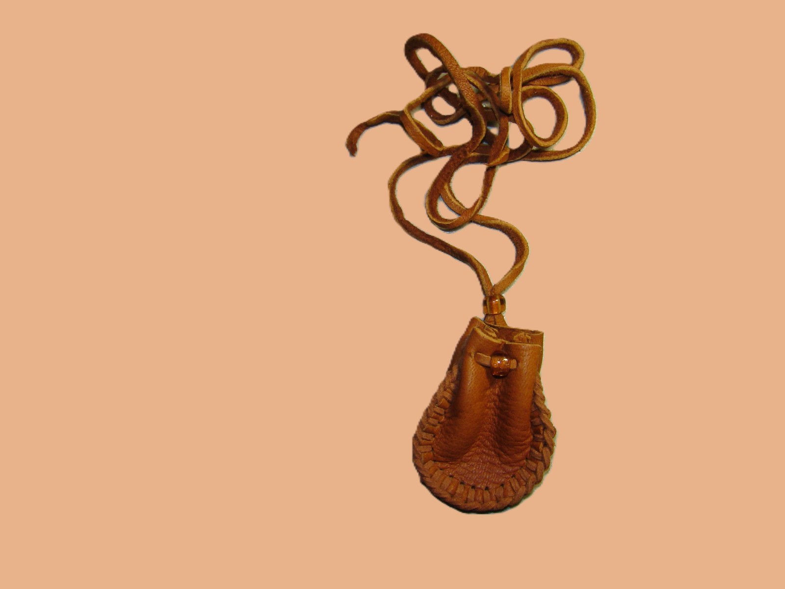 Deerskin Leather Medicine Bag, Native American Style Necklace Pouch, 2 "