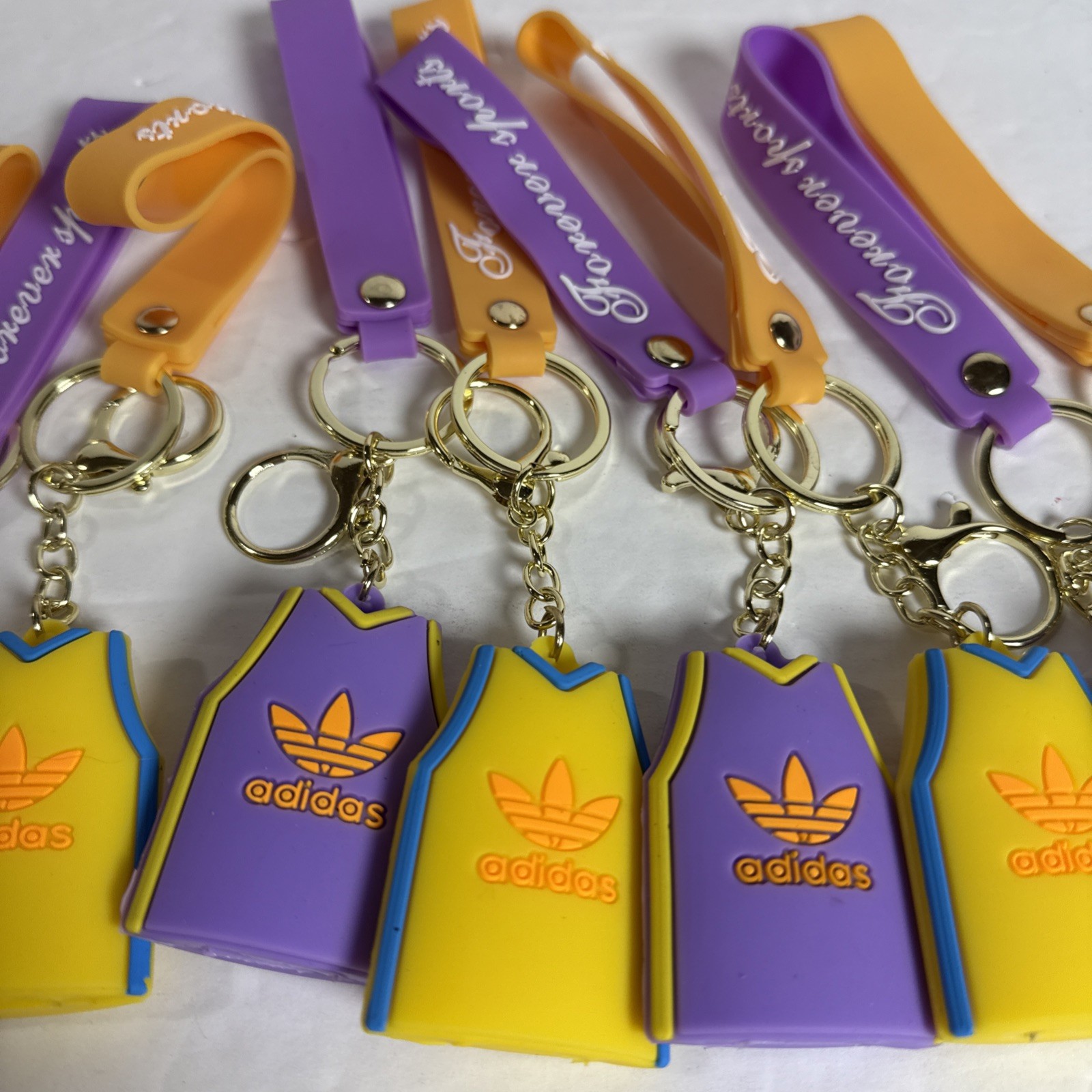 Adidas Sports Jersey Keychains 8" Purple/Yellow Forever Sports 12 Total