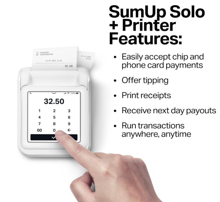 SumUp Solo Printer Bundle - Contactless Credit Card Payment Card Reader