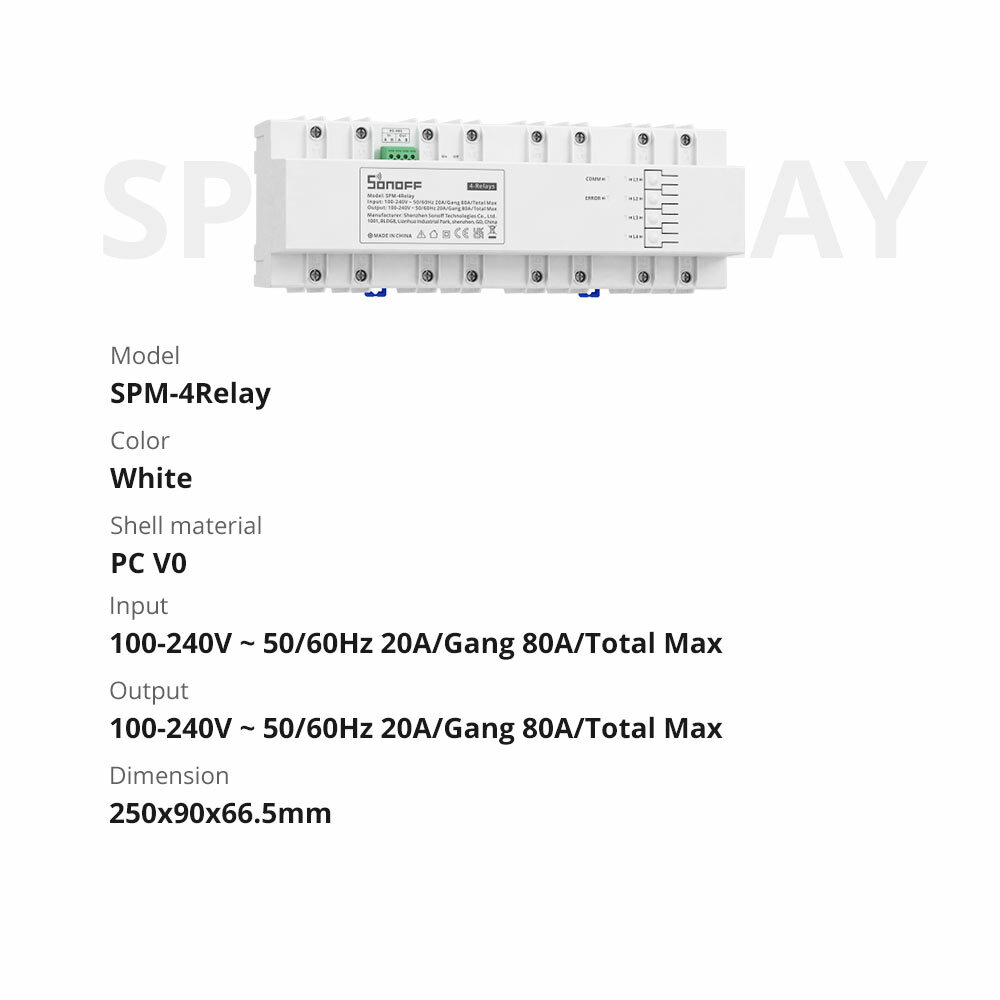 SONOFF Wifi Smart Stackable Power Consumption Metering RS-485 Relay Switch