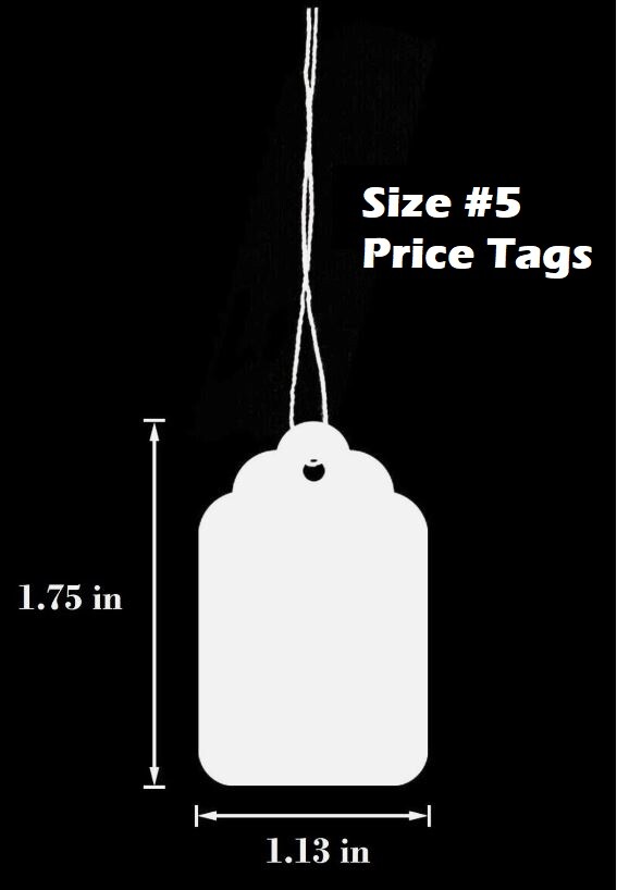 Garage Sale Price Tags Size #5 Blank White Merchandise Hang String Strung