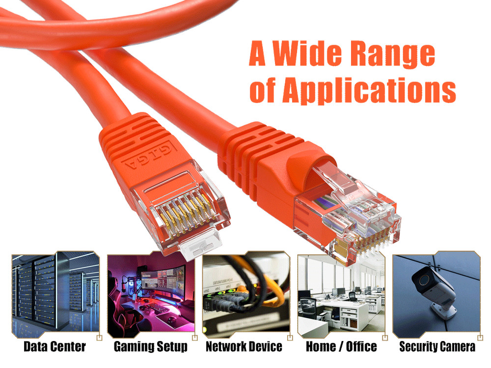 20ft Cat6 UTP Ethernet Network Patch Cable Snagless 24AWG Bare Copper, Orange