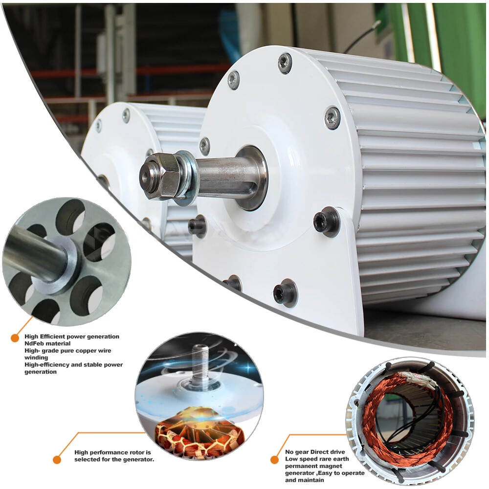 2000W Permanent Magnet Generator 3 Phase 48V Synchronous Gearless Dynamo Motor