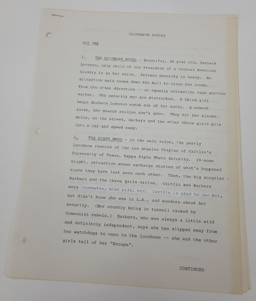 AIRWOLF / Katharyn Powers 1985 TV Script, Jan-Michael Vincent "Desperate Monday"