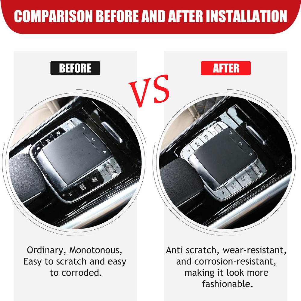 For Benz A-Class 2019-22 Silver Aluminum Multimedia Button Switch Middle Console