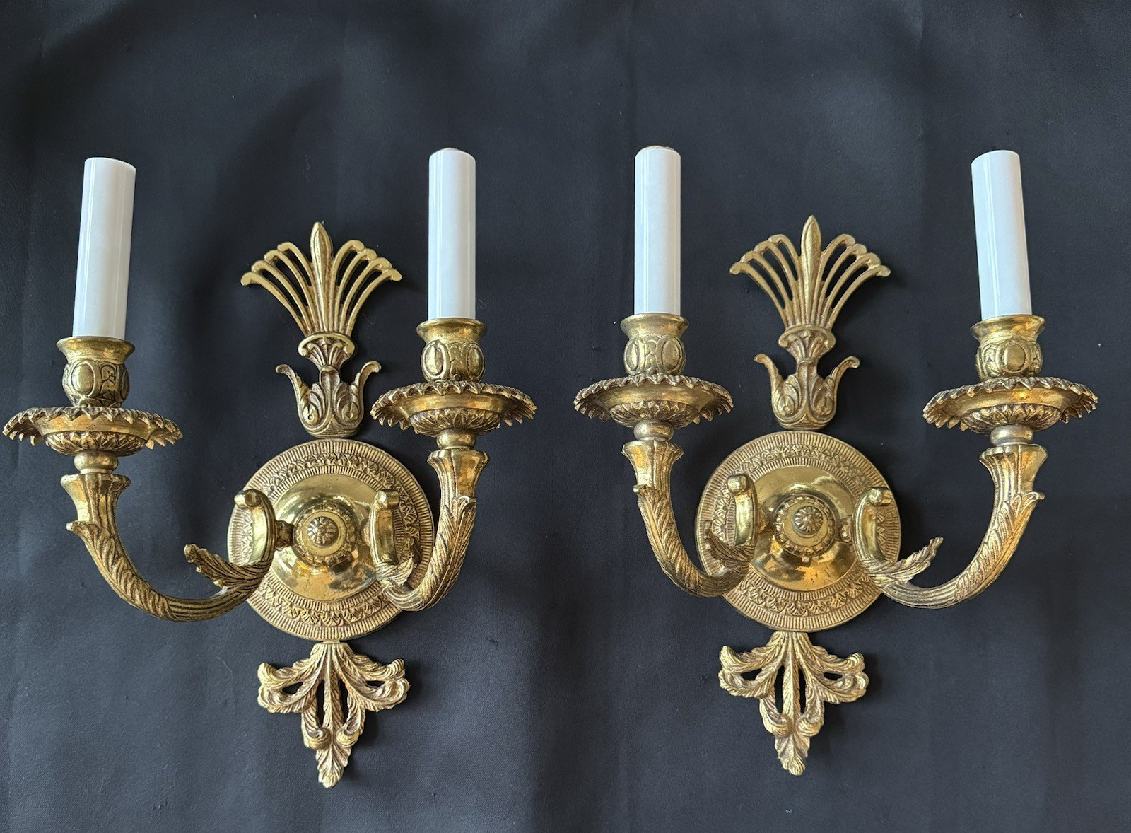 PAIR Vintage French Brass Wall Sconce Candelabras 2 Pair Available
