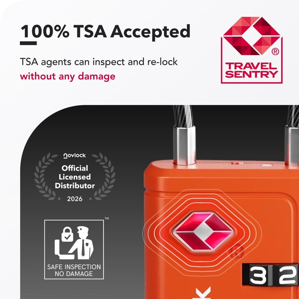Luggage Locks TSA Approved with Inspection Indicator and Resettable 4Digit, E...