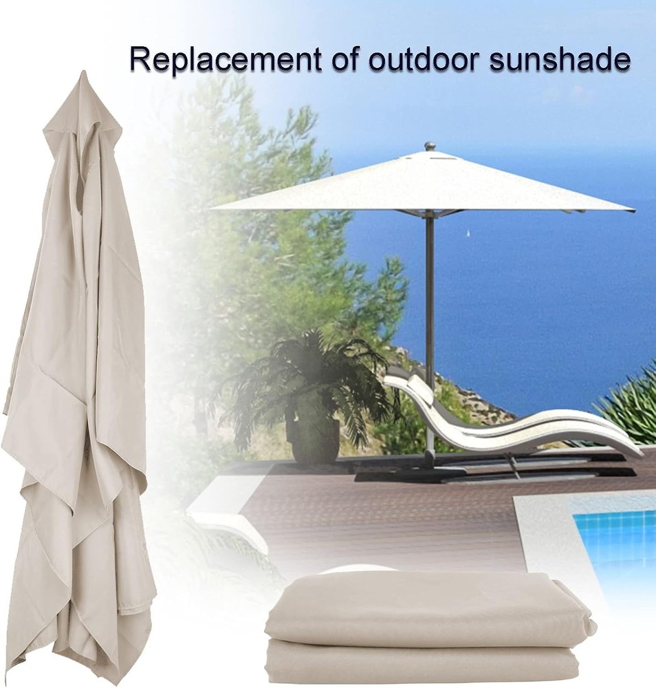 Elegant Grey Rectangular Umbrella Canopy Replacement 6 Ribs - Fade Resistant