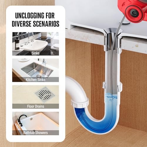 20V Cordless Electric Drain Auger-Efficient 25Ft Auto-Feed Drain whole machine