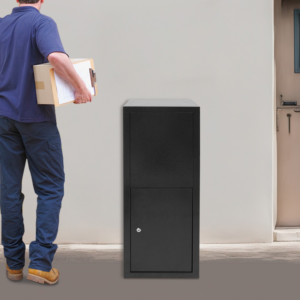 Parcel Drop Box, Package Delivery Box, Large Mail Box with Key Lock Black