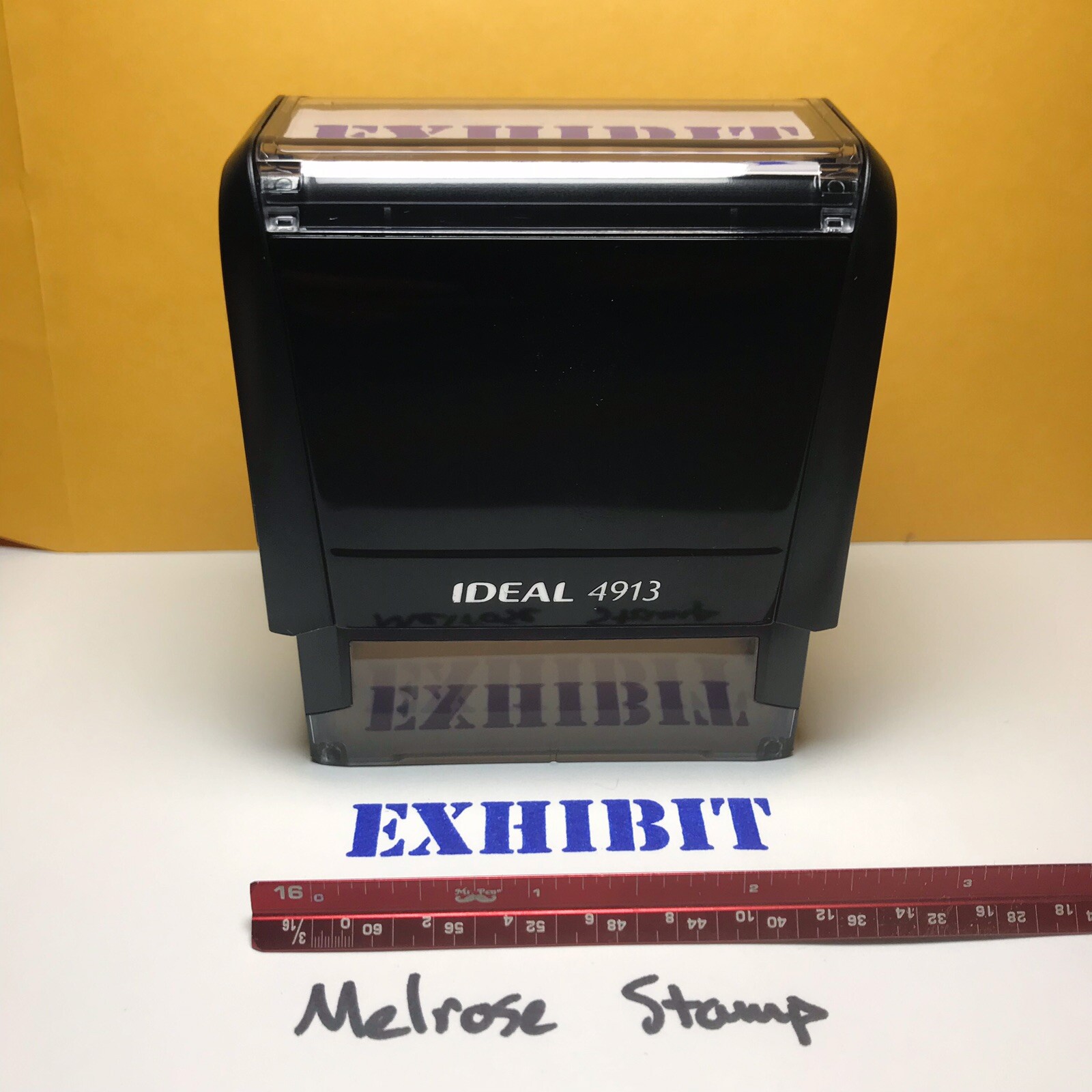 Exhibit Rubber Stamp Blue Ink Self Inking Ideal 4913