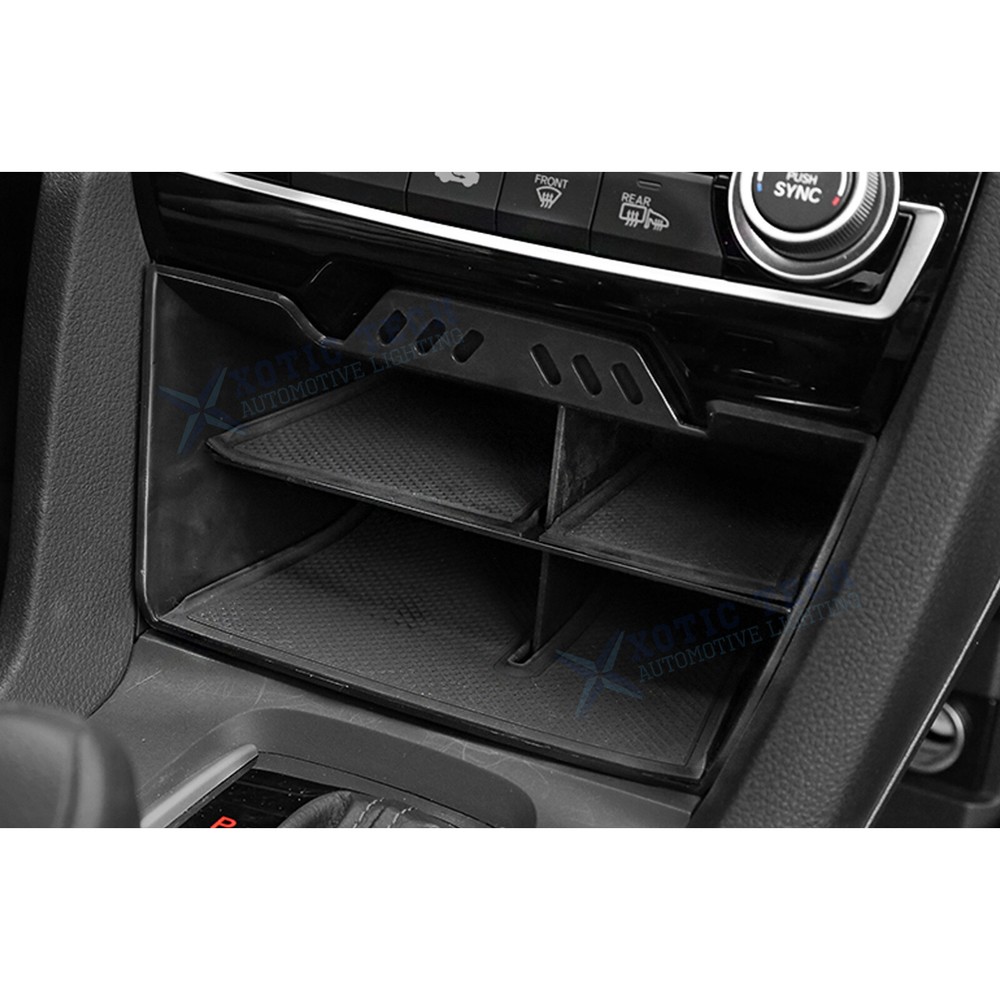 Black Console Storage Insert Divider Tray Container For Honda Civic 2016-2021